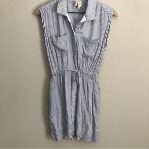 JAPNA white & blue striped button down drawstring waist sleeveless dress size s